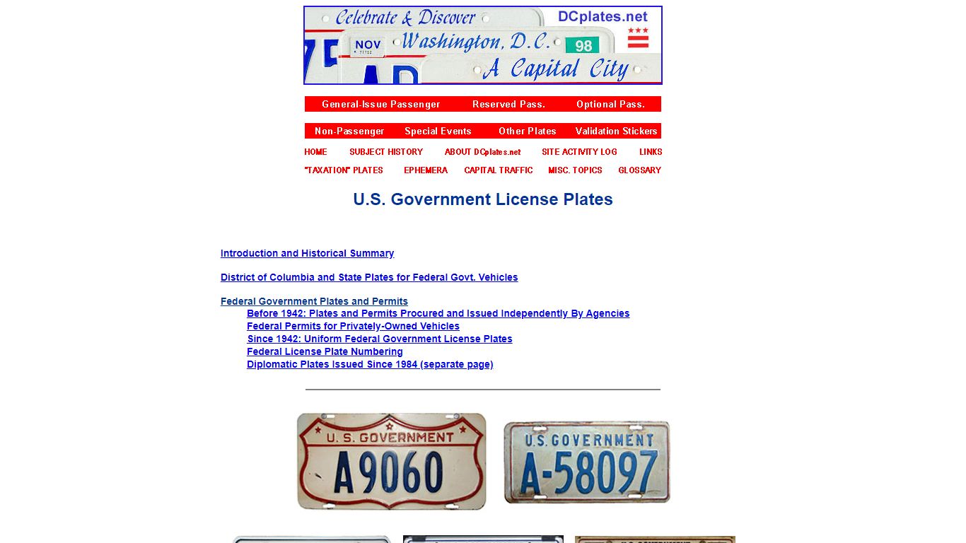 U.S. Government License Plates